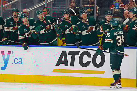 Mats Zuccarello celebrates goal against Edmonton Oilers