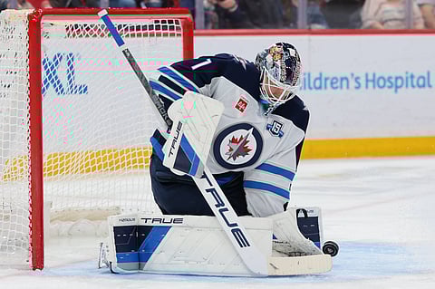 Winnipeg Jets goaltender Eric Comrie in action