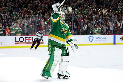 Minnesota Wild goaltender Jesper Wallstedt in action
