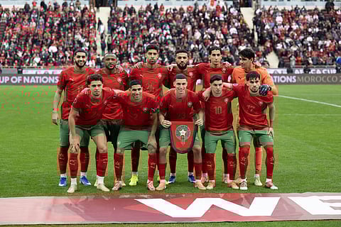 Moroccon players pose for a team photo during Africa Cup of Nations