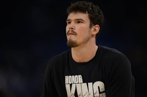 Quinten Post of Golden State Warriors during warm-up