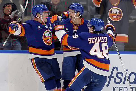 Bo Horvat celebrates his game winning goal