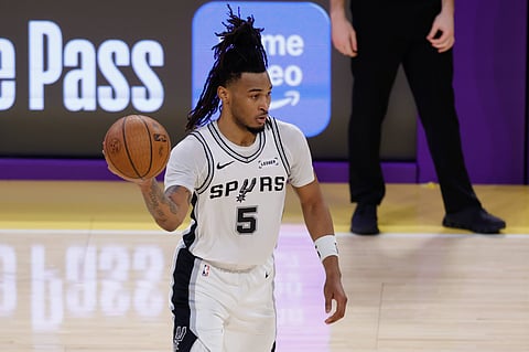 San Antonio Spurs guard Stephon Castle in action