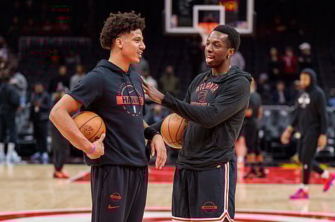 Jalen Johnson and Onyeka Okongwu of Atlanta Hawks