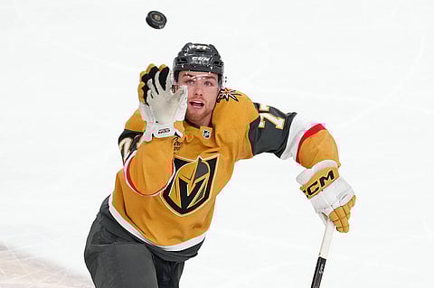 Vegas Golden Knights center Kai Uchacz in action against Los Angeles Kings