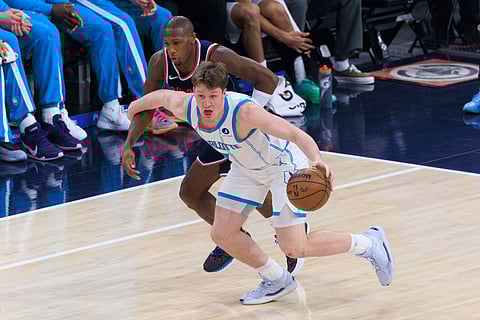 Kon Knueppel of Charlotte Hornets with the ball