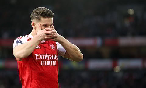 Viktor Gyokeres celebrates after scoring for Arsenal