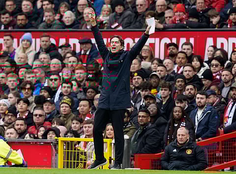 Thomas Frank reacts during weekend game against Manchester United