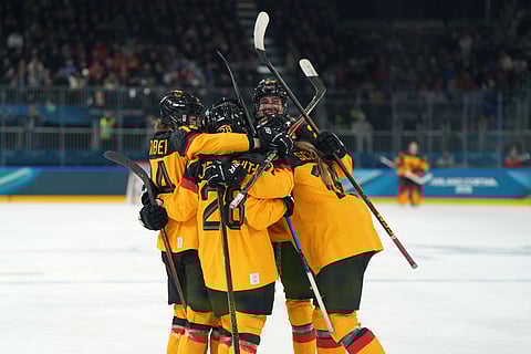 Team Germany celebrate goal against Italy