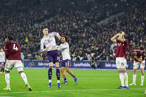 Benjamin Sesko celebrates after scoring the late equaliser for Manchester United