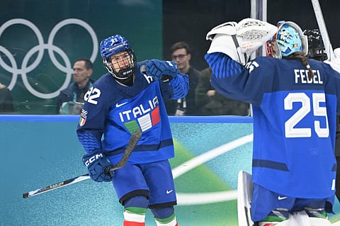 Kayla Tutino with Fedel during the Winter Olympics