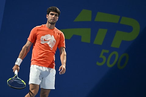 Carlos Alcaraz during a practice session