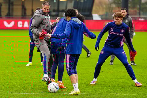Feyenoord players during the training session