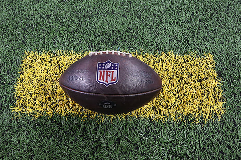 A detail view of the game football with the NFL