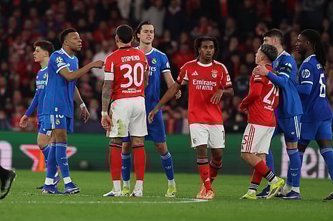 Kylian Mbappe exchanges words with Gianluca Prestianni