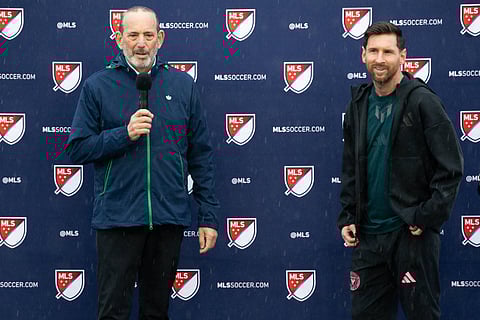 Don Garber with Lionel Messi