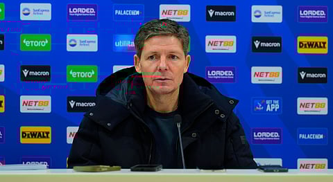 Oliver Glasner addresses the media