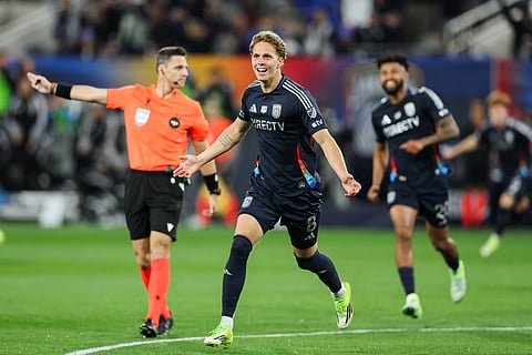 Onni Valakari celebrates his goal against CF Montreal