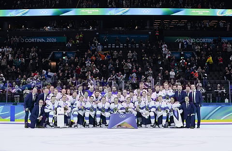 Team Finland pose with the Bronze medal