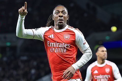 Eberechi Eze celebrates his goal against Spurs