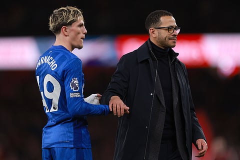 Liam Rosenior with Alejandro Garnacho