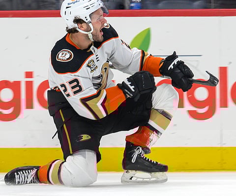 Mason McTavish celebrates a goal