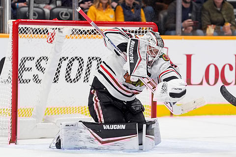 Arvid Soderblom blocks a shot