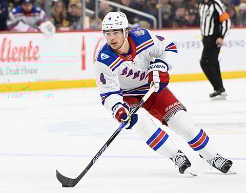 New York Rangers defenseman Braden Schneider in action