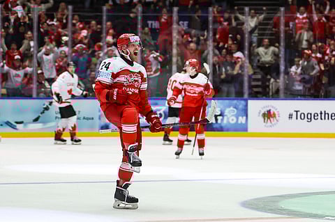Nikolaj Ehlers celebrates his goal