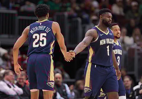 Trey Murphy III and Zion Williamson of New Orleans Pelicans