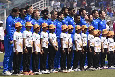 Italy team lines up for the national anthem during the T20 World Cup