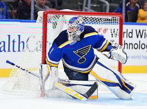 St Louis Blues goalie Joel Hofer