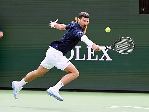 Novak Djokovic in action at the Indian Wells