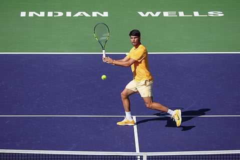 Carlos Alcaraz in action at the Indian Wells