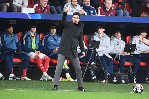 Mikel Arteta during UCL clash against Bayer Leverkusen