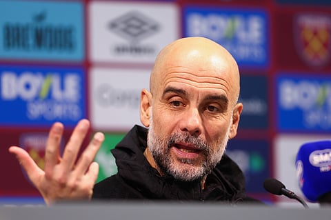 Pep Guardiola during post-match press conference