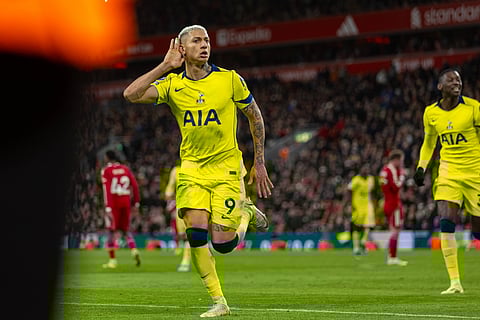 Richarlison celebrates his late equaliser against Liverpool