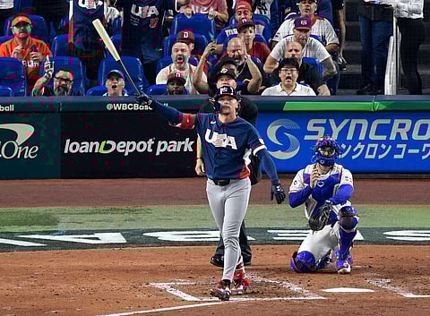 Gunnar Henderson reacts after hitting a home run