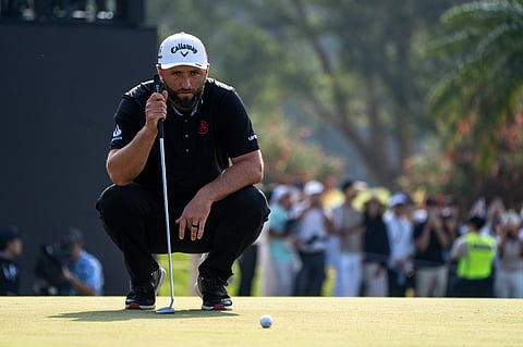 Jon Rahm in action in Fanling Golf Course