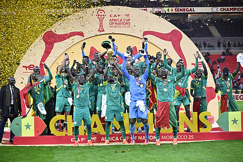 Senegal team lifts the AFCON trophy