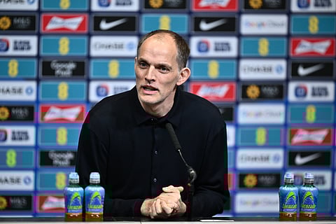Thomas Tuchel speaks to the media