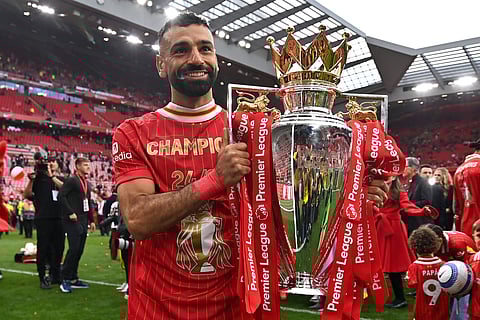 Mohamed Salah with the Premier League trophy