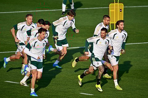Italian players during training session in Florence