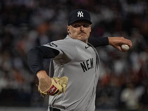 New York Yankees pitcher Brent Headrick in action against San Francisco Giants