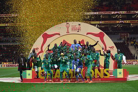 Senegal team lifting the AFCON title