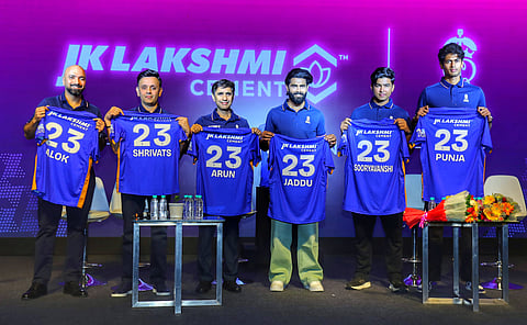 Rajasthan Royals players including Vaibhav Sooryavanshi during team jersey launch