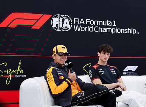 Lando Norris addresses the media