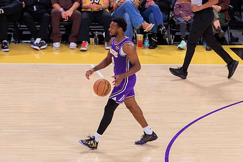 Los Angeles Lakers' Bronny James in action