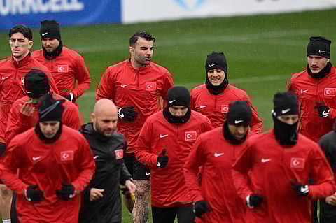 Turkey players attend final training session before taking on Kosovo