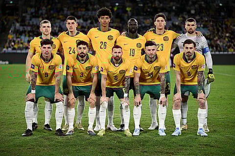 Australia players pose for a team photo